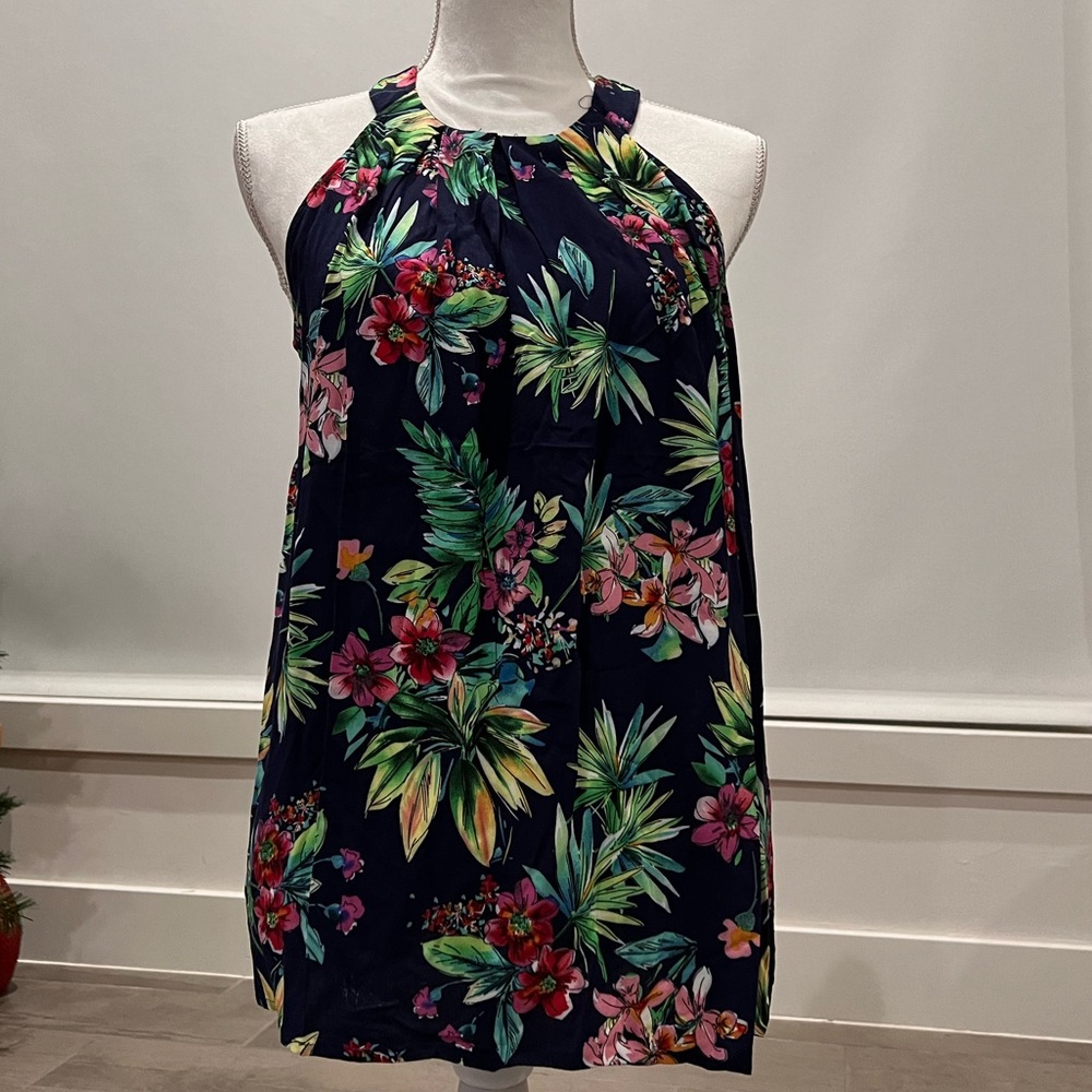 NWT Rachel Roy high neck sleeveless floral top